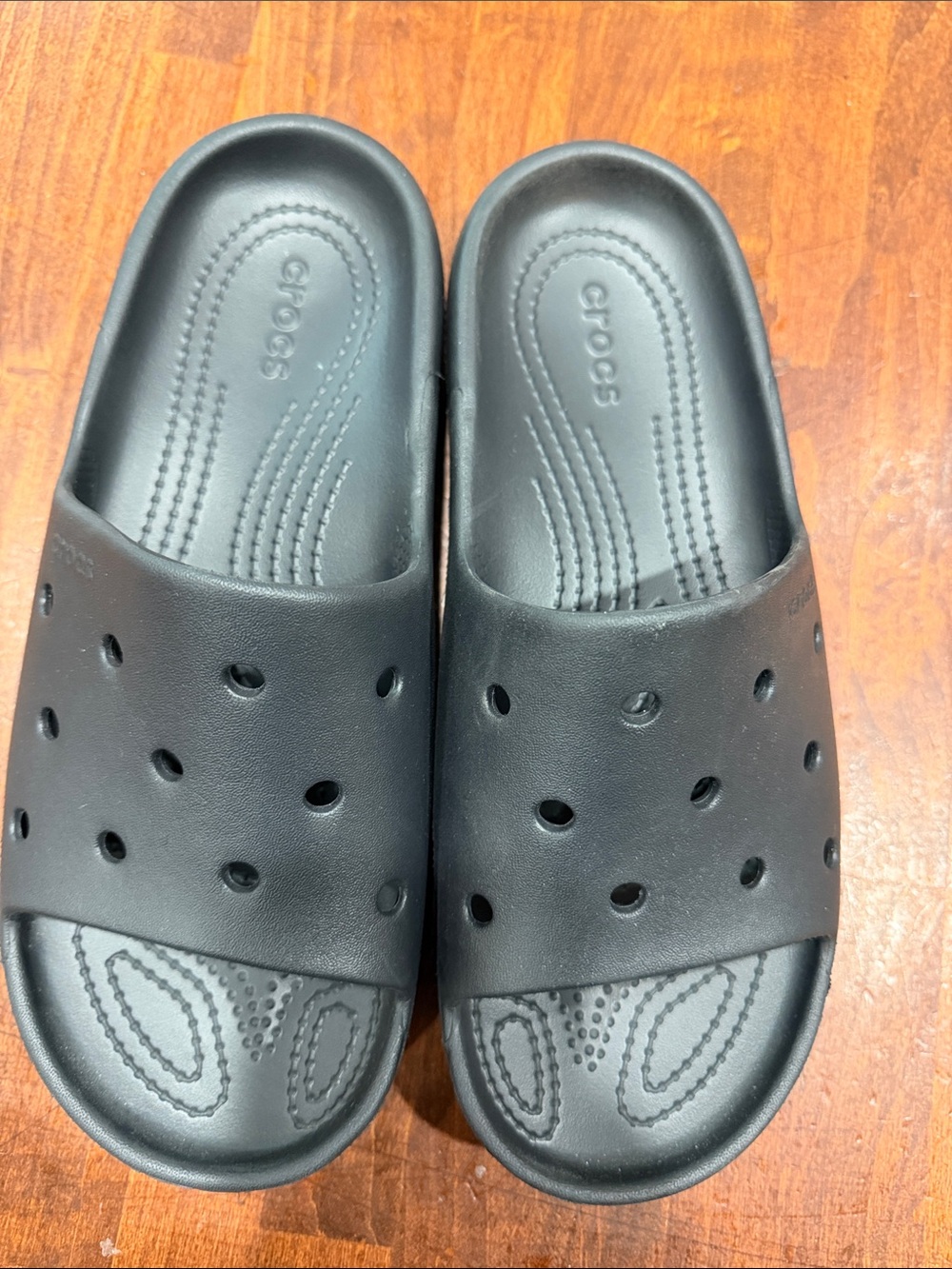 CROCS Black Slide Clog with Perforated Upper